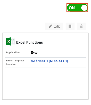 The ON/OFF toggle on the Integrations dashboard is set to ON.